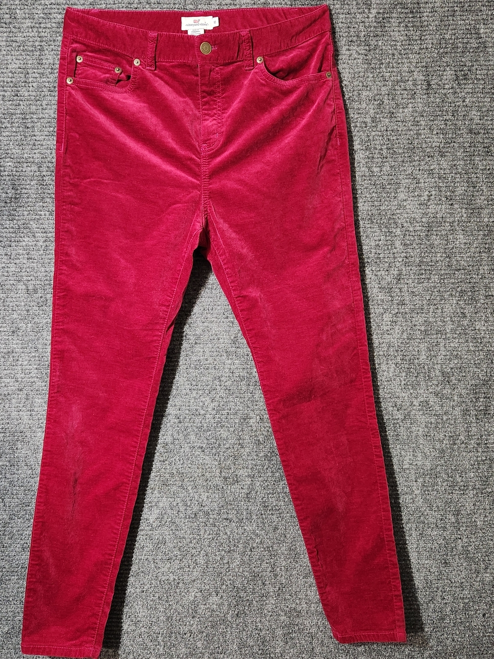 Vineyard Vines Velvet Skinny Stretch Pants In Pink Size 10